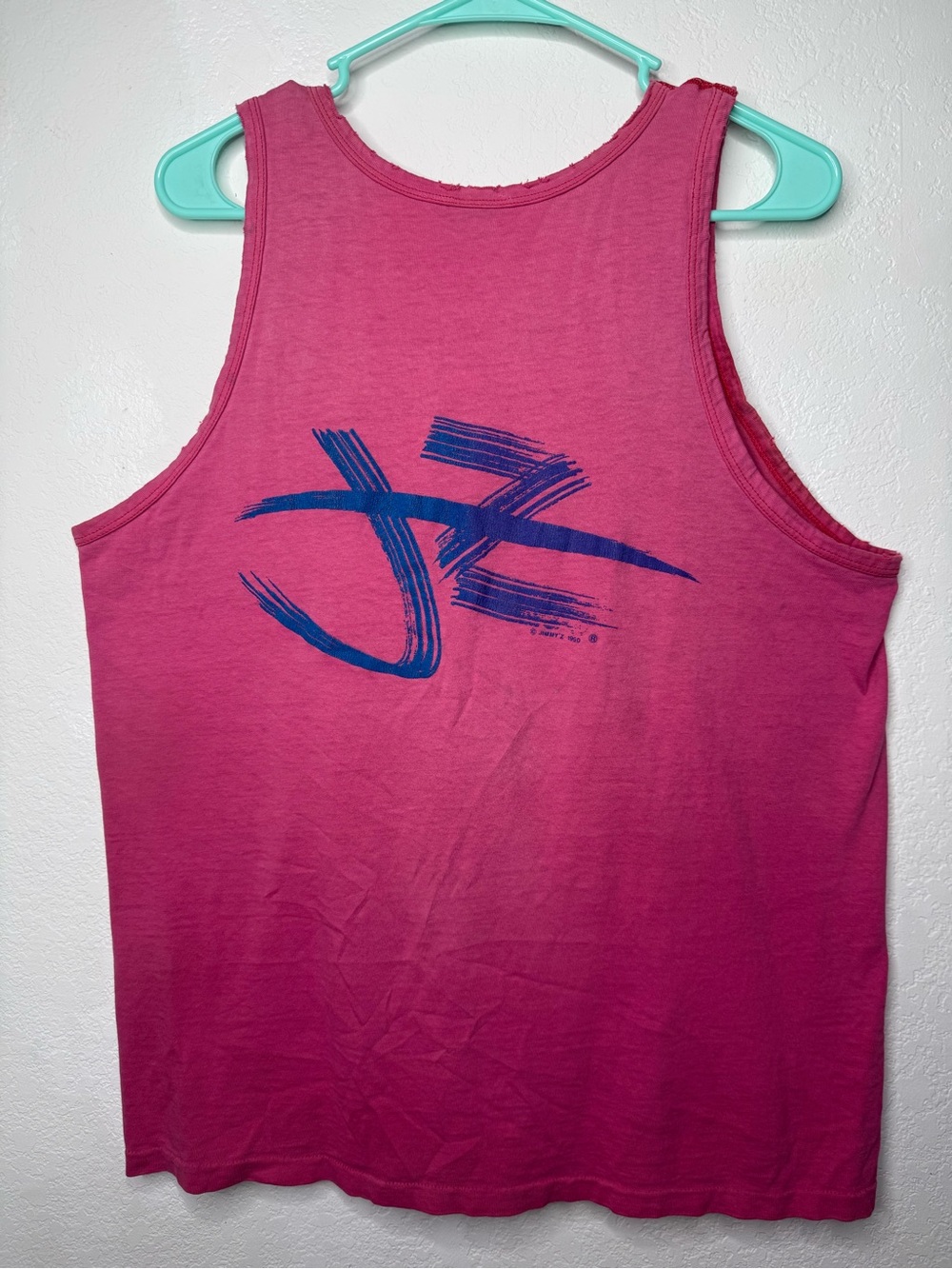RARE🔥 Vintage 1990 Jimmy'z Pink Graphic Logo Print Scoop Neck Tank Top L